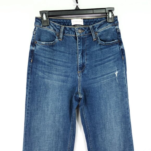 Oliver Logan The Russel Flare Denim Jeans Womens 25 Split Hem Distressed - Picture 13 of 15